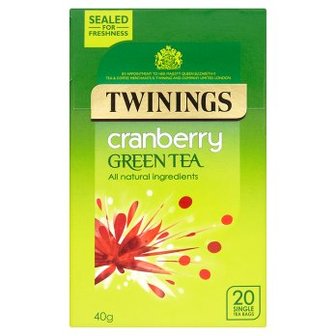 Twinings Canneberge th&eacute; vert 20 Sachets 40g